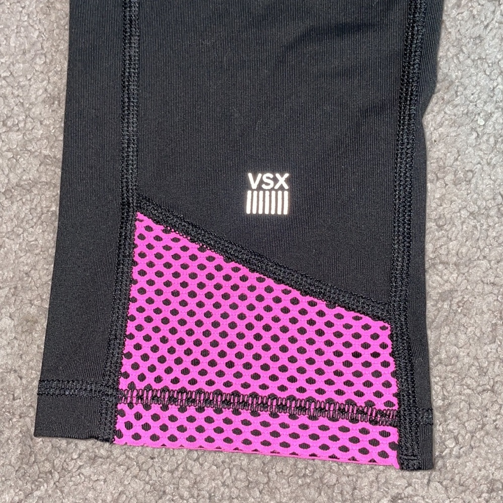 Victoria’s Secret XS Knockout sport leggings women’s black hot pink yoga VSX - Picture 7 of 7